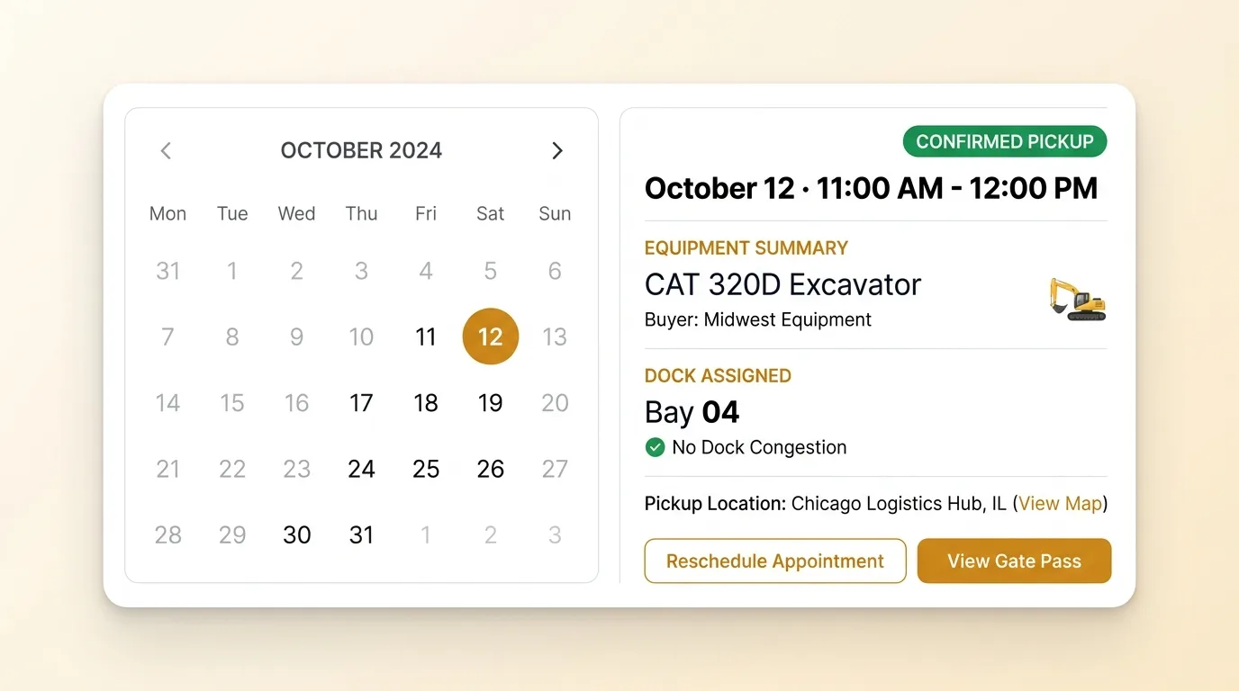 Buyer appointment bookings with date, time slot and reference, one expanded to show its invoice