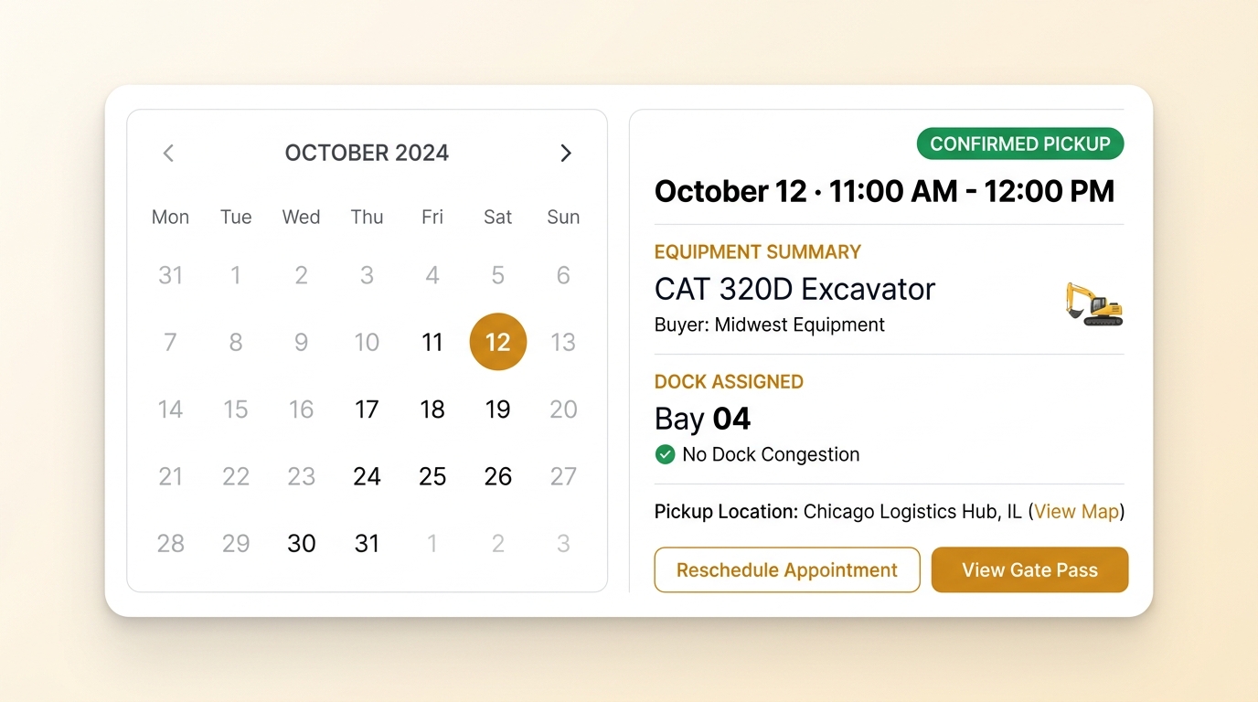 Buyer appointment bookings with date, time slot and reference, one expanded to show its invoice