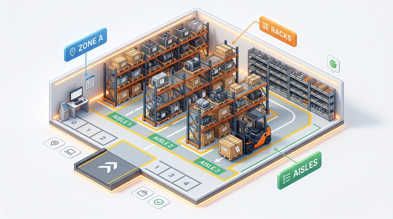 Bulk storage setup warehouse layout and CSV upload modal preview
