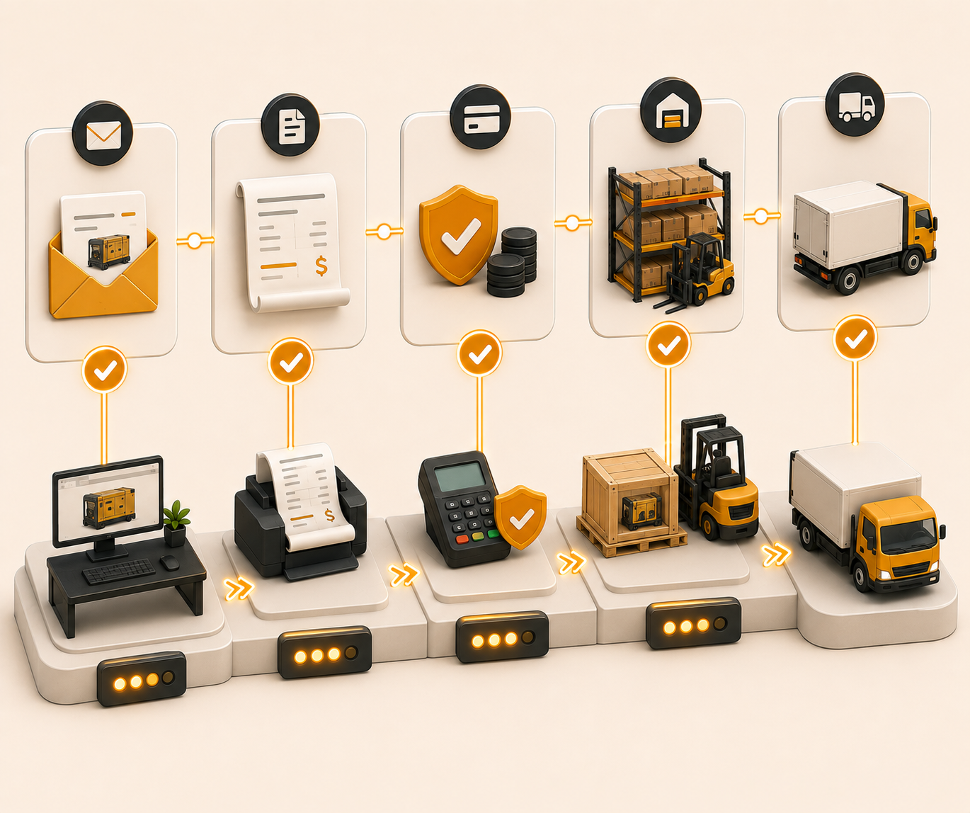 Equipment sales order lifecycle pipeline from invoice to delivery