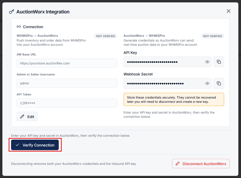 Verify Connection Button in EquipRoute