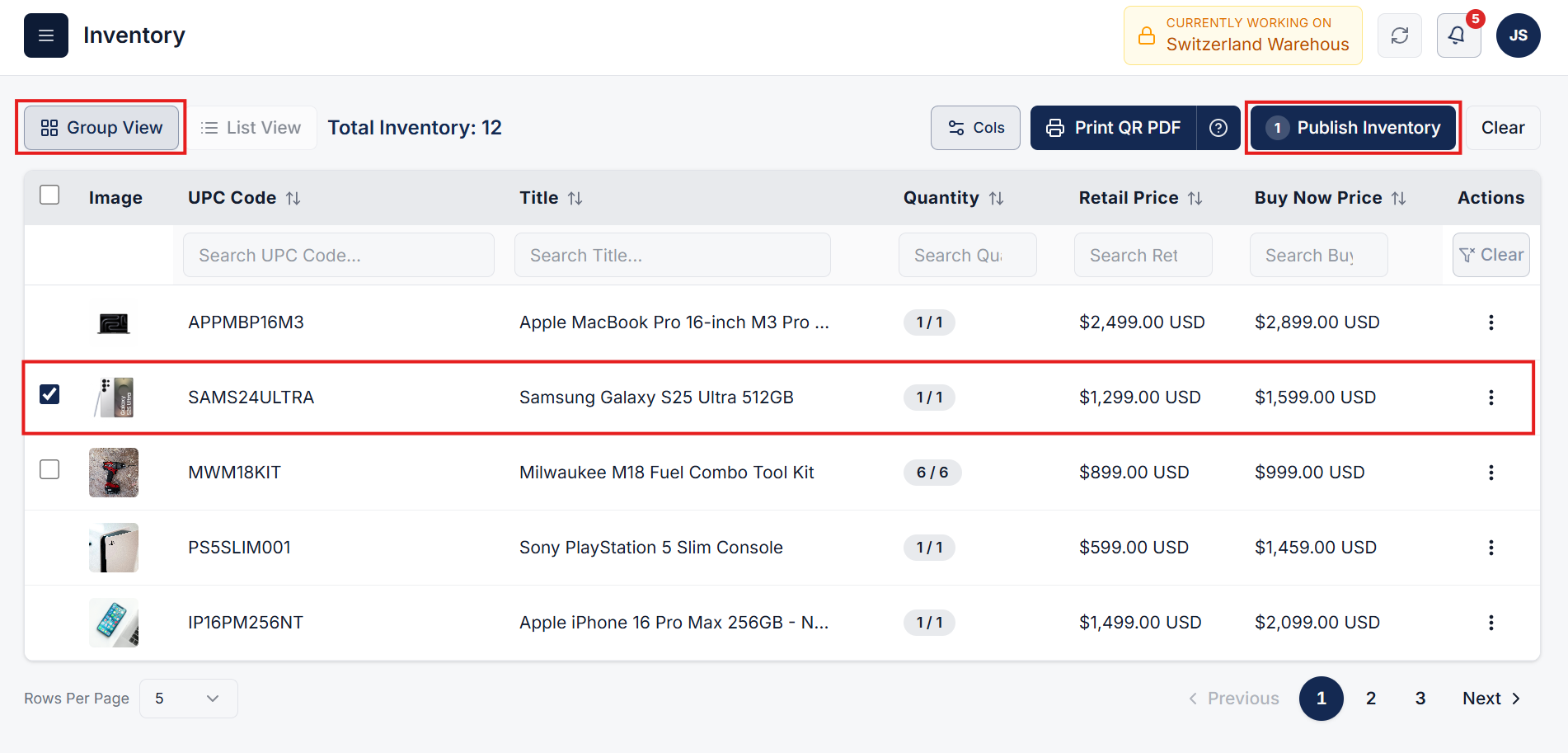 Publish Inventory Page - Fixed Price Listing Form